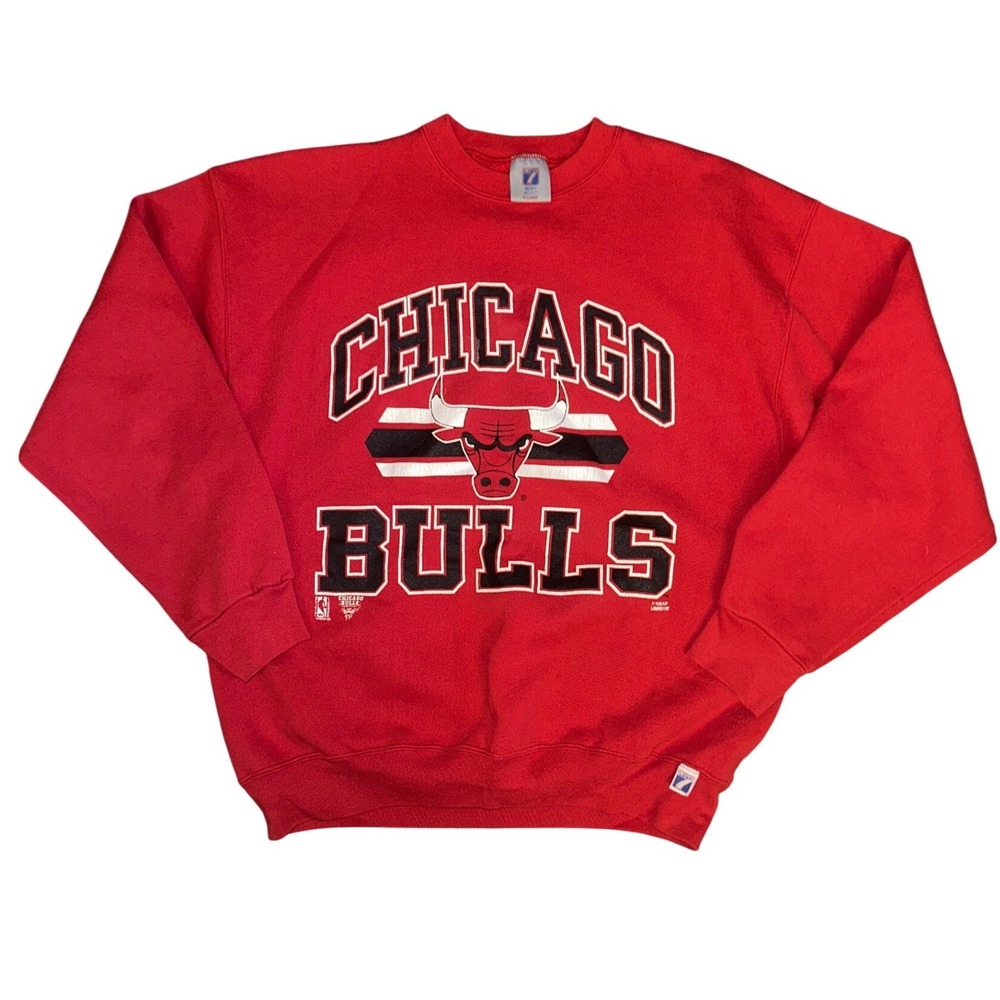 Vintage Chicago Bulls Sweatshirt Logo 7 Red NBA Graphic Crewneck XL Heavyweight